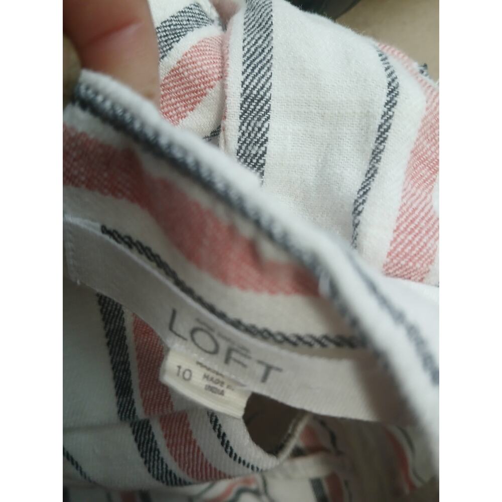 Loft Multi Color Stripes Cotton Pants w/ Pockets & Belt Loops 10 - Picture 7 of 7